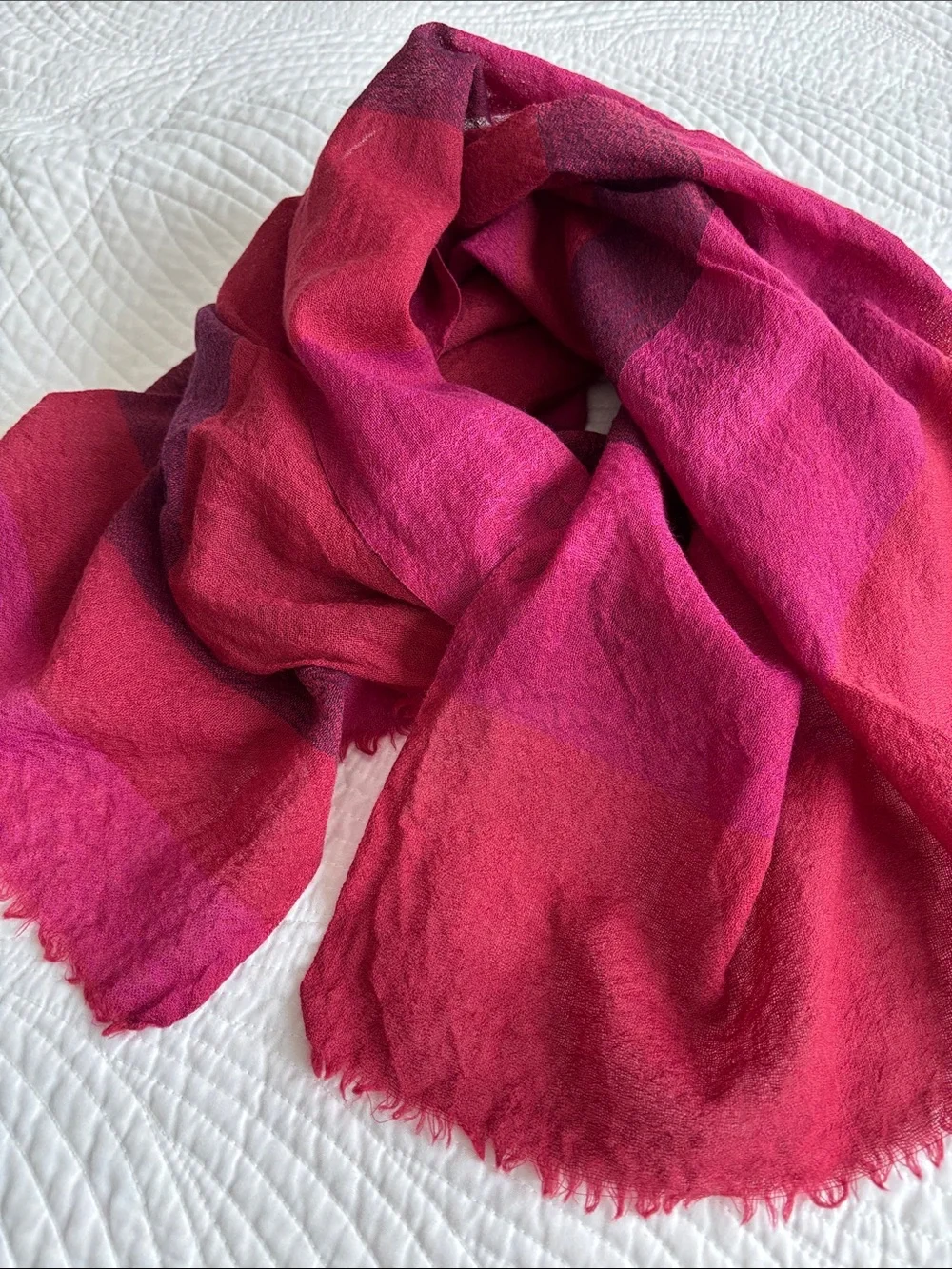 LL Bean Wool Lightweight Scarf Shawl red purple violet pink